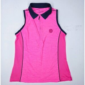 Peter‎ Millar Sleeveless Polo Shirt Womens Small S Hot Pink UPF Golf Pickleball